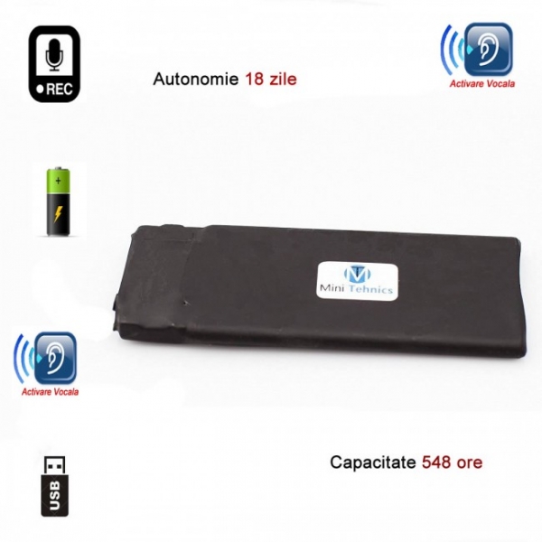 Reportofon Spion Profesional cu Autonomie 18 Zile - Memorie 8GB- Stocare 554 de Ore, Sunet UltraClear si Casti Incluse [3]