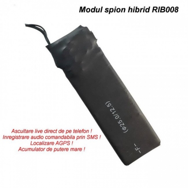 Microfon Spy Hibrid Profesional | Microfon GSM cu Activare Vocala + Reportofon 2750 Ore + AGPS |  4mm Grosime RIB008 [1]