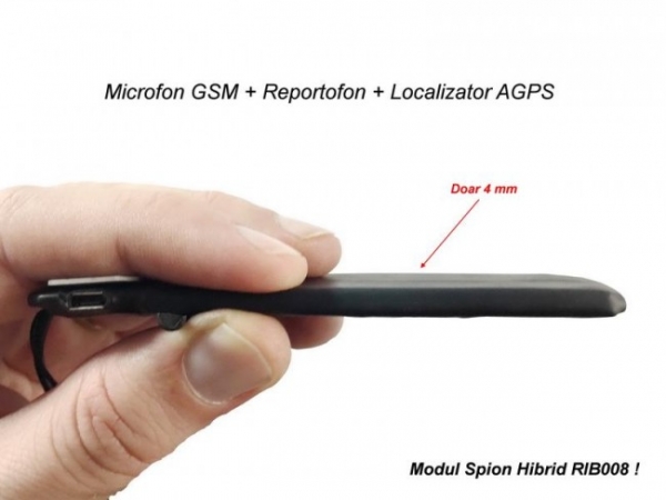 Microfon Spy Hibrid Profesional | Microfon GSM cu Activare Vocala + Reportofon 2750 Ore + AGPS |  4mm Grosime RIB008 [4]