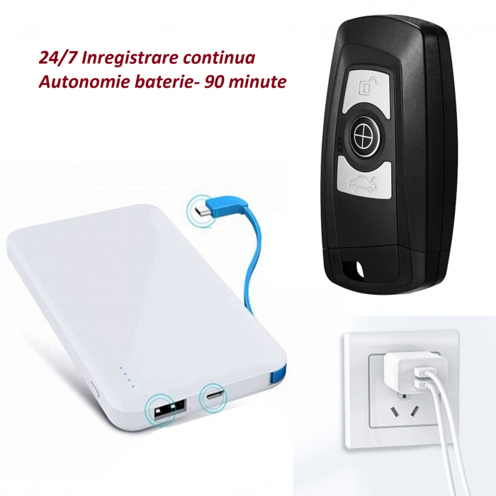 Camera Video cu Rezolutie 4K Integrata in Telecomanda Auto, conexiune Wi-fi ,micro SD 128 GB [4]