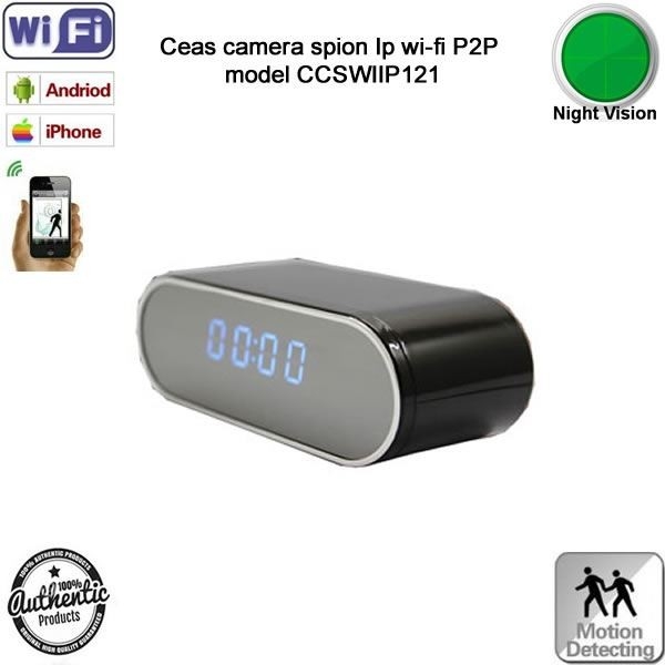 Ceas cu microcamera spy, wi-fi ip p2p, senzor de miscare [2]