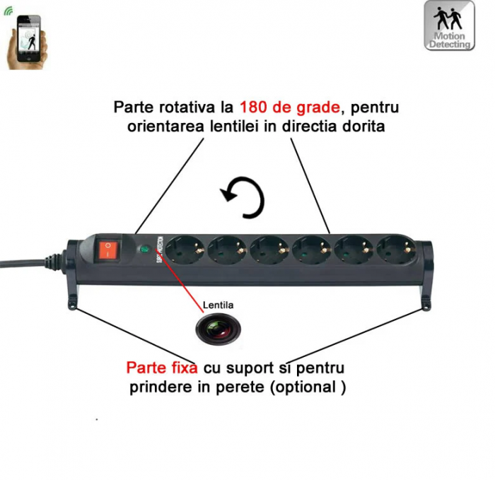 Microcamera Video de Supraveghere  IP wi-fi P2P in Prelungitor , 128 Gb,1080p , Senzor Miscare, PTCSIP2P858 [2]