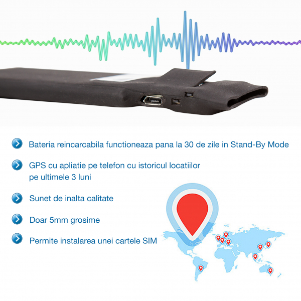 Mini Gps Tracker Profesional, Autonomie 30 Zile, Functie de Microfon Gsm [2]