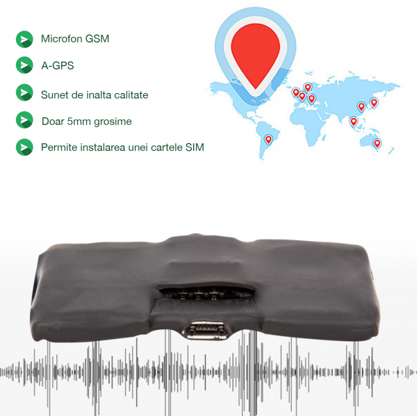 Microfon Spion Hibrid Profesional cu Modul Gsm cu Activare Vocala + Reportofon + AGPS, Magnet, FLYRIB008, 2750 Ore Stocare [2]