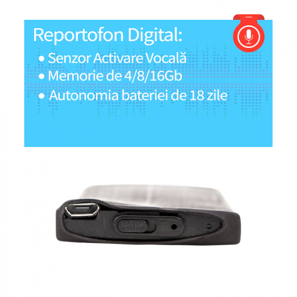 Reportofon Spion cu Activare Vocala, Memorie 8GB, 148 de Ore Stocare, autonomie 18 zile, Model BLACKBOX148AV [3]