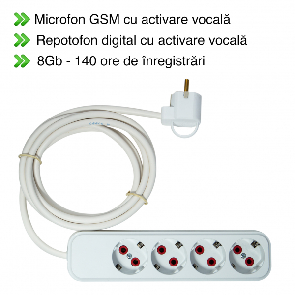 Prelungitor Hirid Spy cu Reportofon (Activare Vocala) + Microfon GSM (Activare Vocala) – Model Profesional, 140 Ore Stocare [2]