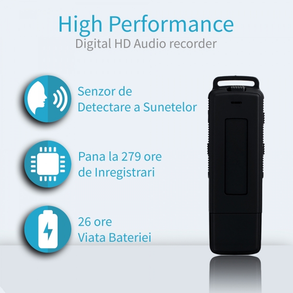Reportofon Spion Ultra-Profesional Camuflat în Stick USB cu Activare Vocală | 8GB/564 de ore | Clear HD 384kbps/32kbps | Baterie 26 de Ore | Căști Incluse | MAA-V8GB [2]