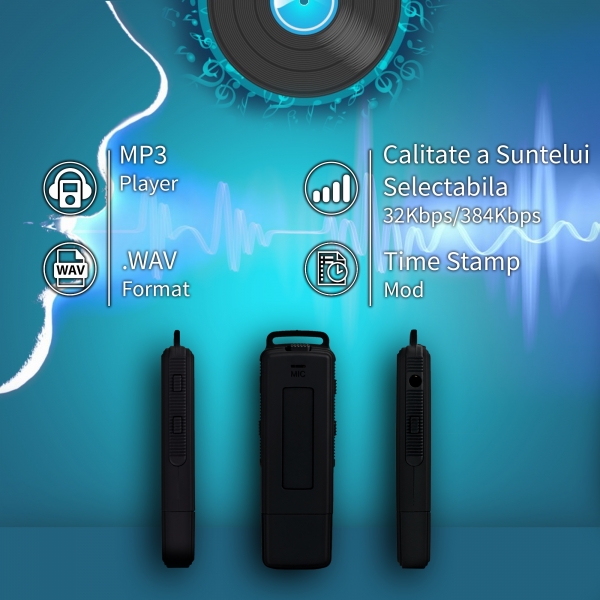 Reportofon Spion Ultra-Profesional Camuflat în Stick USB cu Activare Vocală | 4GB/282 de ore | Clear HD 384kbps/32kbps | Baterie 26 de ore | Căști Incluse | MAA-V4GB [3]