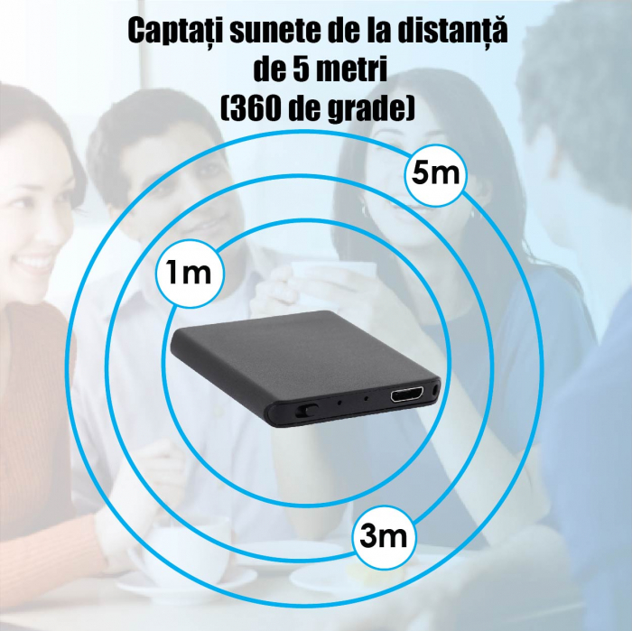 Reportofon Spionaj cu Functie de Detectie Voce, Autonomie 24 de Ore – Memorie Interna 8GB – Stocare 145 Ore [4]