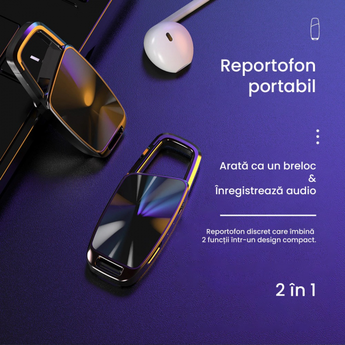 Reportofon Tip Breloc chei cu memorie 16 Gb, Autonomie 22 ore, Kelly016Gb [5]