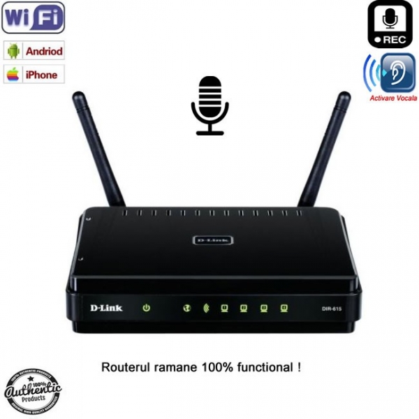 Router cu microfon reportofon spion hibrid profesional cu activare vocala + Wi-Fi + ascultare live pe internet [1]