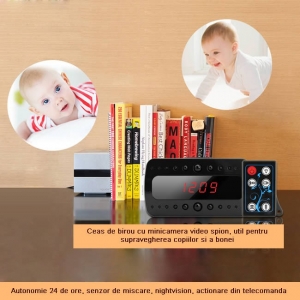 Ceas de birou camera ascunsa cu night vision, senzor miscare JSCMIR107 [2]