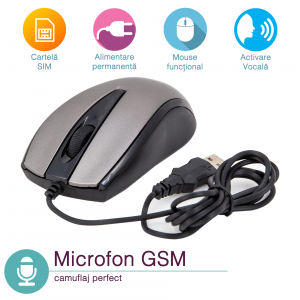 Microfon Gsm Spy cu Activare Voce Ascuns in Mouse - Model MMGS1003 [0]