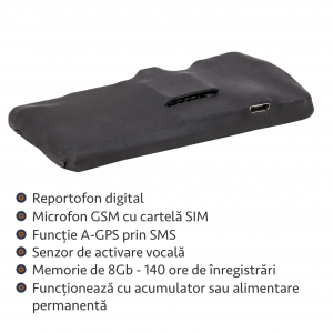 Microfon Hibrid cu Reportofon Spy si Microfon GSM - Activare Vocala Dubla, AGPS - Memorie 8GB - Stocare 140 de Ore [5]
