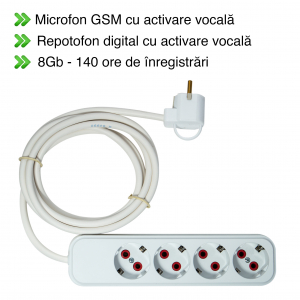 Prelungitor Hirid Spy cu Reportofon (Activare Vocala) + Microfon GSM (Activare Vocala) – Model Profesional, 140 Ore Stocare [1]