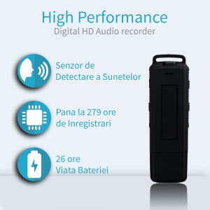 Reportofon Spion Ultra-Profesional Camuflat în Stick USB cu Activare Vocală | 4GB/282 de ore | Clear HD 384kbps/32kbps | Baterie 26 de ore | Căști Incluse | MAA-V4GB [1]