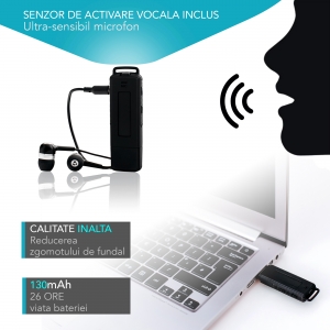 Reportofon Spion Ultra-Profesional Camuflat în Stick USB cu Activare Vocală | 4GB/282 de ore | Clear HD 384kbps/32kbps | Baterie 26 de ore | Căști Incluse | MAA-V4GB [5]