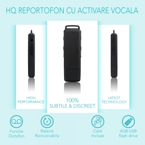 Reportofon Spion Ultra-Profesional Camuflat în Stick USB cu Activare Vocală | 4GB/282 de ore | Clear HD 384kbps/32kbps | Baterie 26 de ore | Căști Incluse | MAA-V4GB [9]