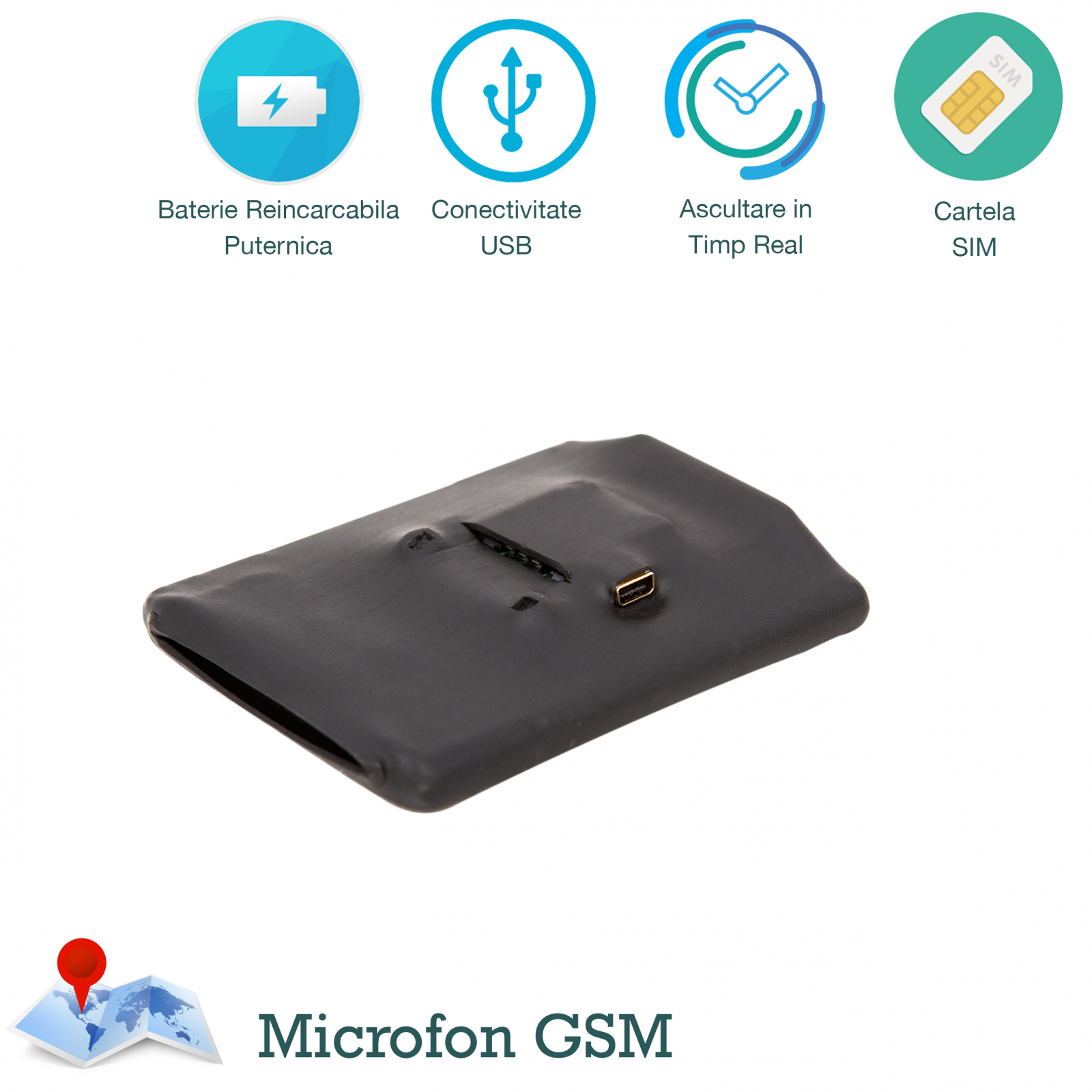 hand over stereo Regenerative Microfon spion GSM profesional cu autonomie 20 de zile - ascultare in timp  real