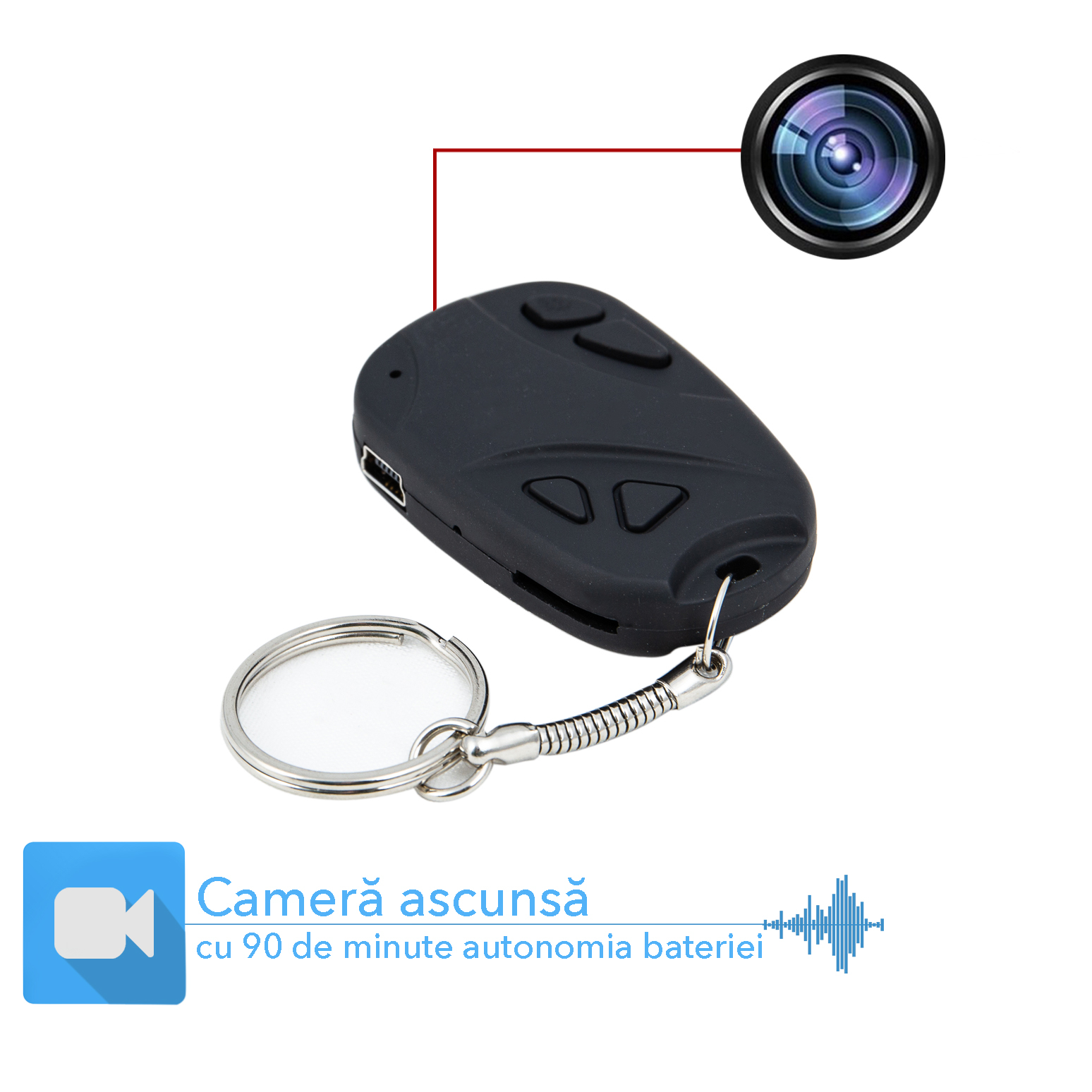 liter Farthest Requirements Breloc - telecomanda auto cu mini camera spion ascunsa 8 Gb – cea mai  comandata