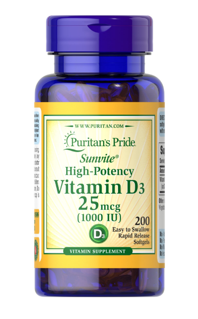 Puritan's Pride High Potency Vitamin D-3 1000 IU 200 softgels [1]