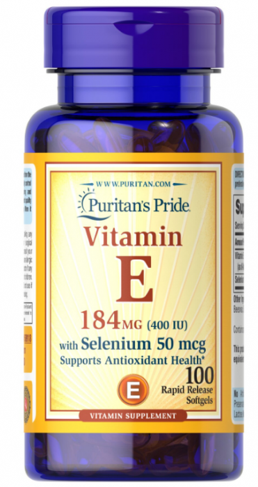 Puritan's Pride  Vitamin E-400 IU with selenium 50 mcg 100 softgels [1]