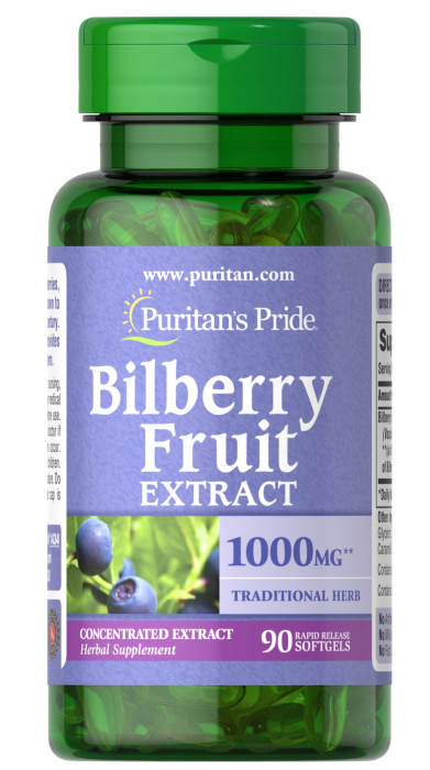 Puritan`s Pride Bilberry Fruit 1000 mg 90 softgels [1]