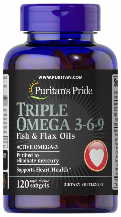 Puritan`s Pride Triple Omega 3-6-9 Fish&Flax Oils 120 softgels [1]