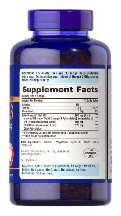 Puritan`s Pride Triple Strength Omega-3 Fish Oil 1360 mg 120 softgels [2]