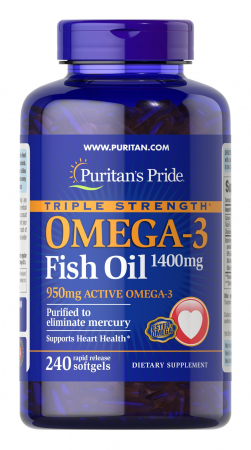 Puritan`s Pride Triple Strength Omega-3 Fish Oil 1360 mg 120 softgels [0]