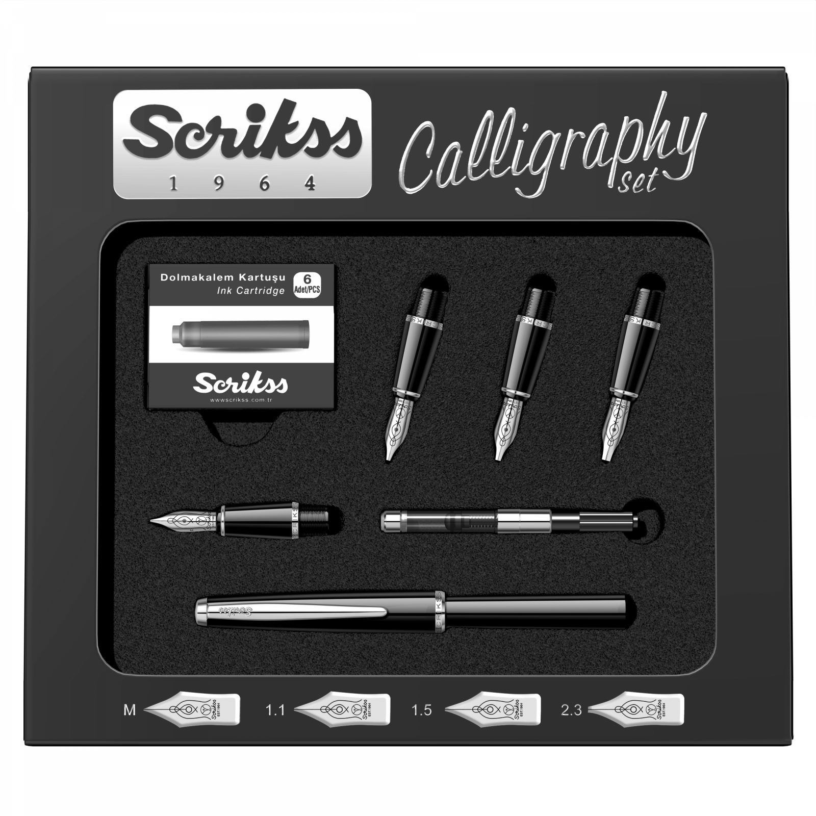 Set Caligrafie Scrikss Calligraphic Pen Set Black CT